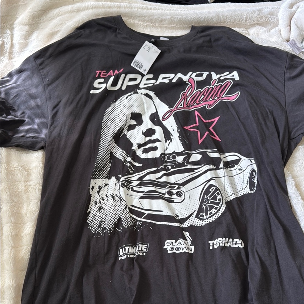 H&M Black Graphic Tee - Team Supernova